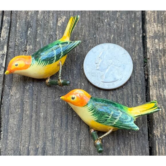 Vintage Hand Carved Takahashi Western Tanager Bird Set Read FULL DESCR. - Picture 7 of 7